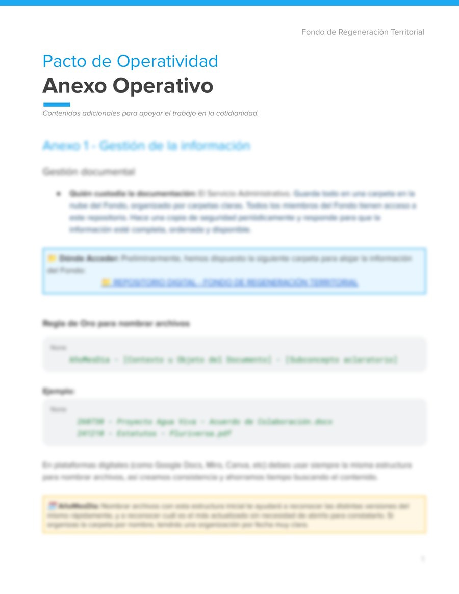Portada del Anexo Operativo